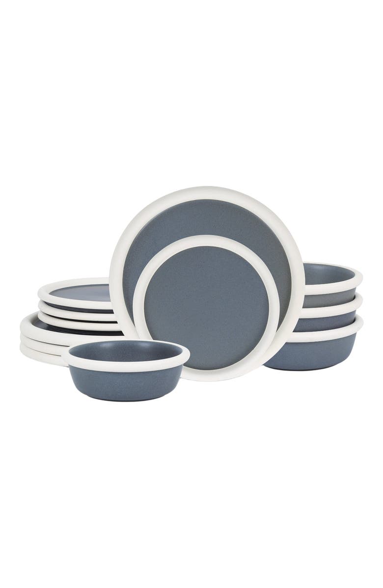 Stone Lain Capri Stoneware 12-Piece Dinnerware Set, Main, color, Grey-Blue
