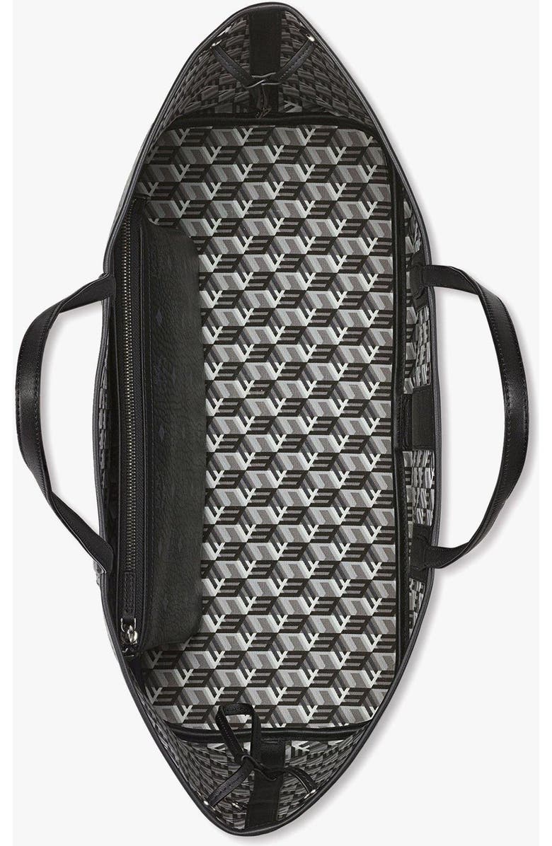MCM Large Reversible Liz Shopper in Visetos, Alternate, color, Black