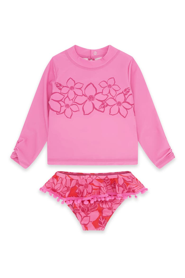 Kids' Sandy Toes Two-Piece Rashguard Swimsuit, Main, color, PINK SUNSET