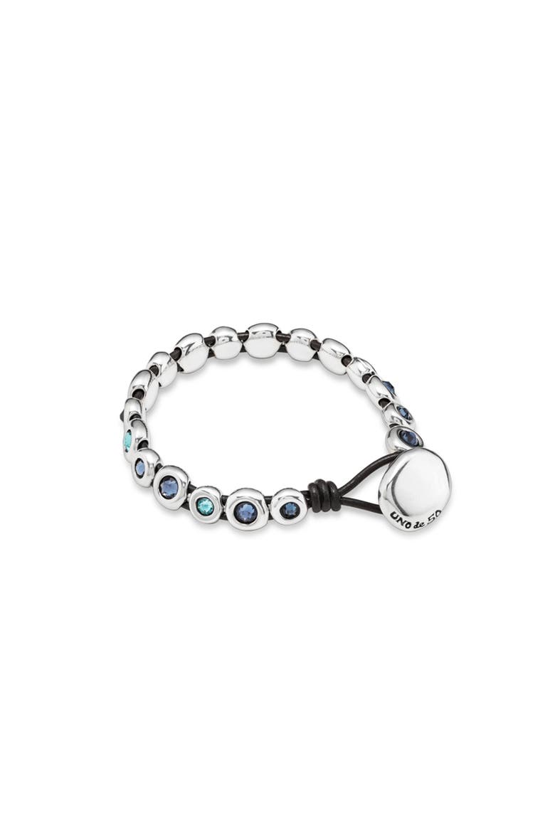 Leather Bracelet with Sterling Silver-Plated Beads, Alternate, color, Silver