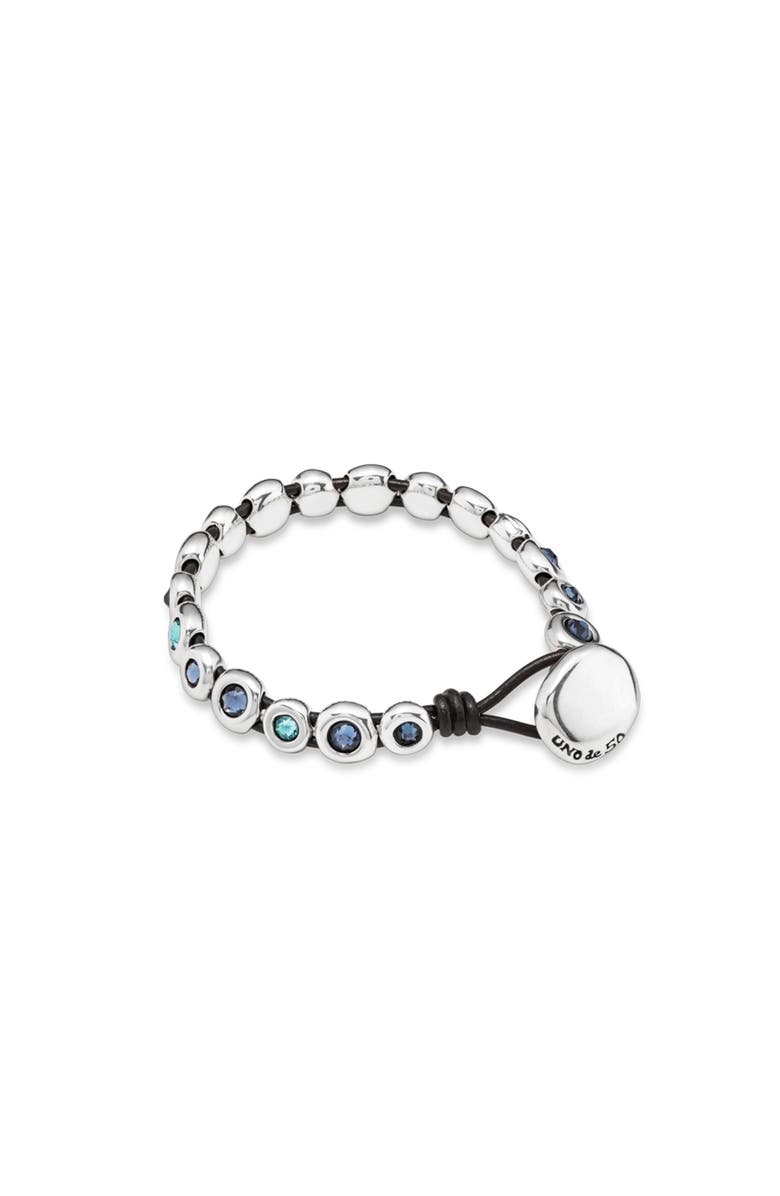 UNODE50 Leather bracelet with sterling silver-plated beads, Alternate, color, Silver