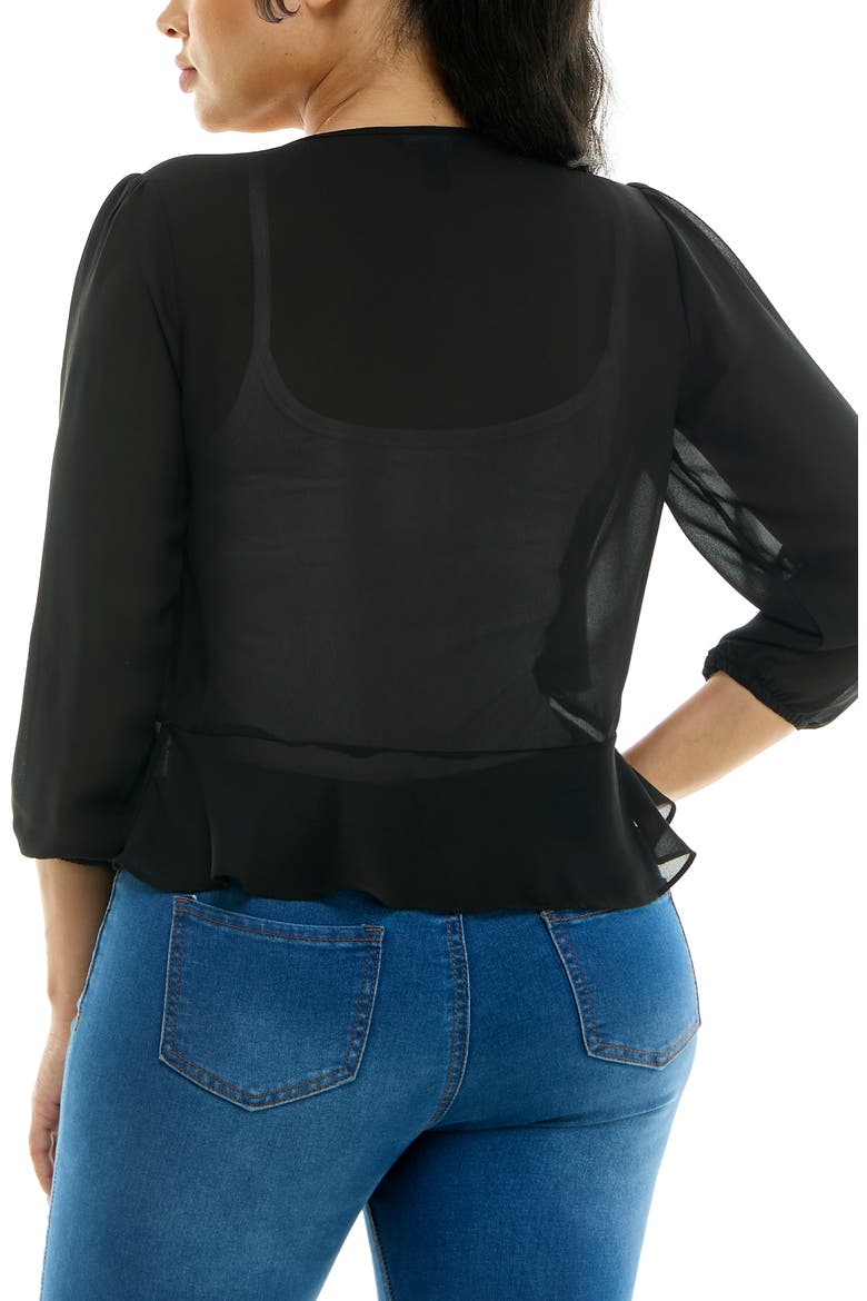 Tiered Chiffon Shrug, Alternate, color, BLACK