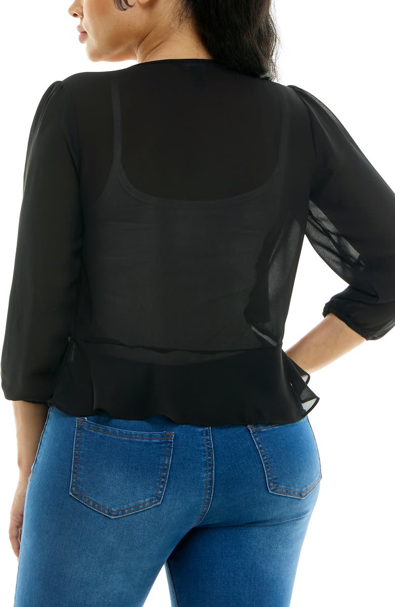 Nina Leonard Tiered Chiffon Shrug, Alternate, color, Black