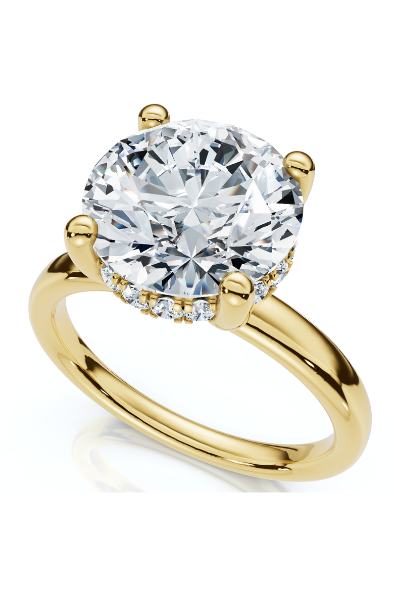 Certified 3 1/10Ct Hidden Halo Diamond Engagement Ring 14k Gold Lab Grown, Main, color, 14k Yellow Gold
