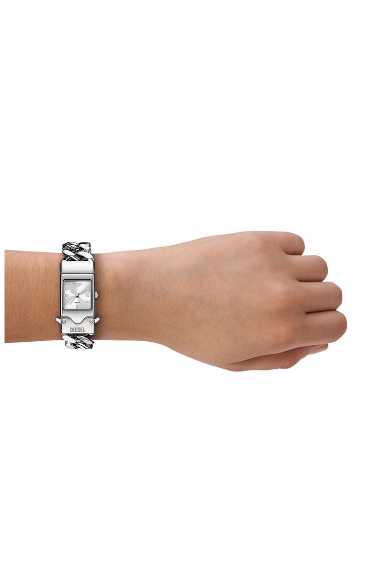 Closer Curb Chain Bracelet Watch, 22mm x 27mm, Alternate, color, SILVER