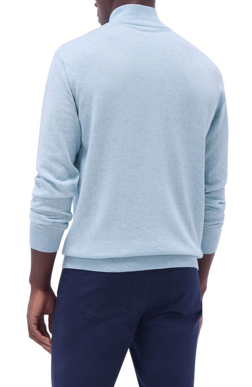 Bugatchi Quarter Zip Cotton & Cashmere Pullover In Celadon