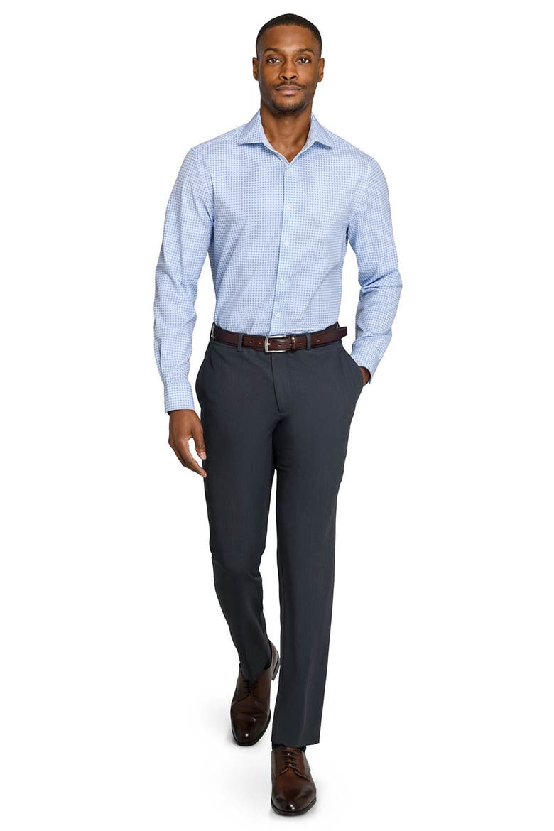 Cross Diamond Performance Dress Shirt, Alternate, color, WHITE/ BLUE