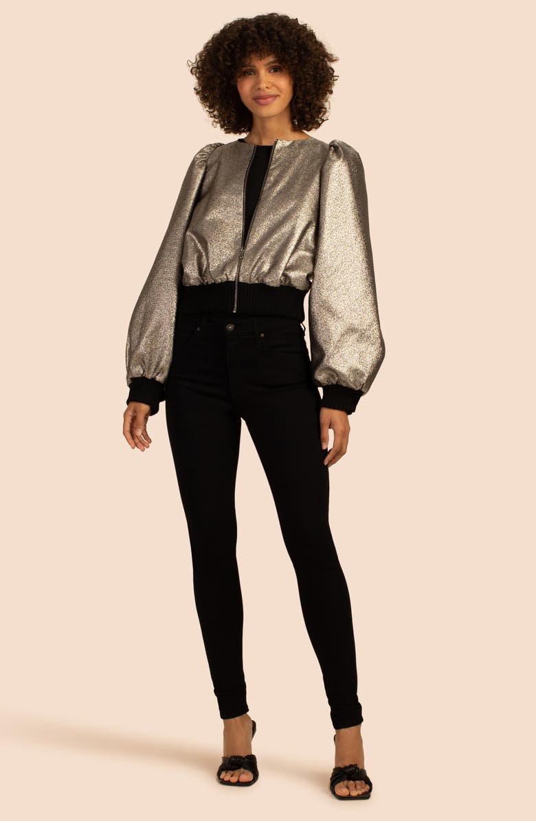 Trina Turk Supernova Bomber Jacket, Alternate, color, Platinum