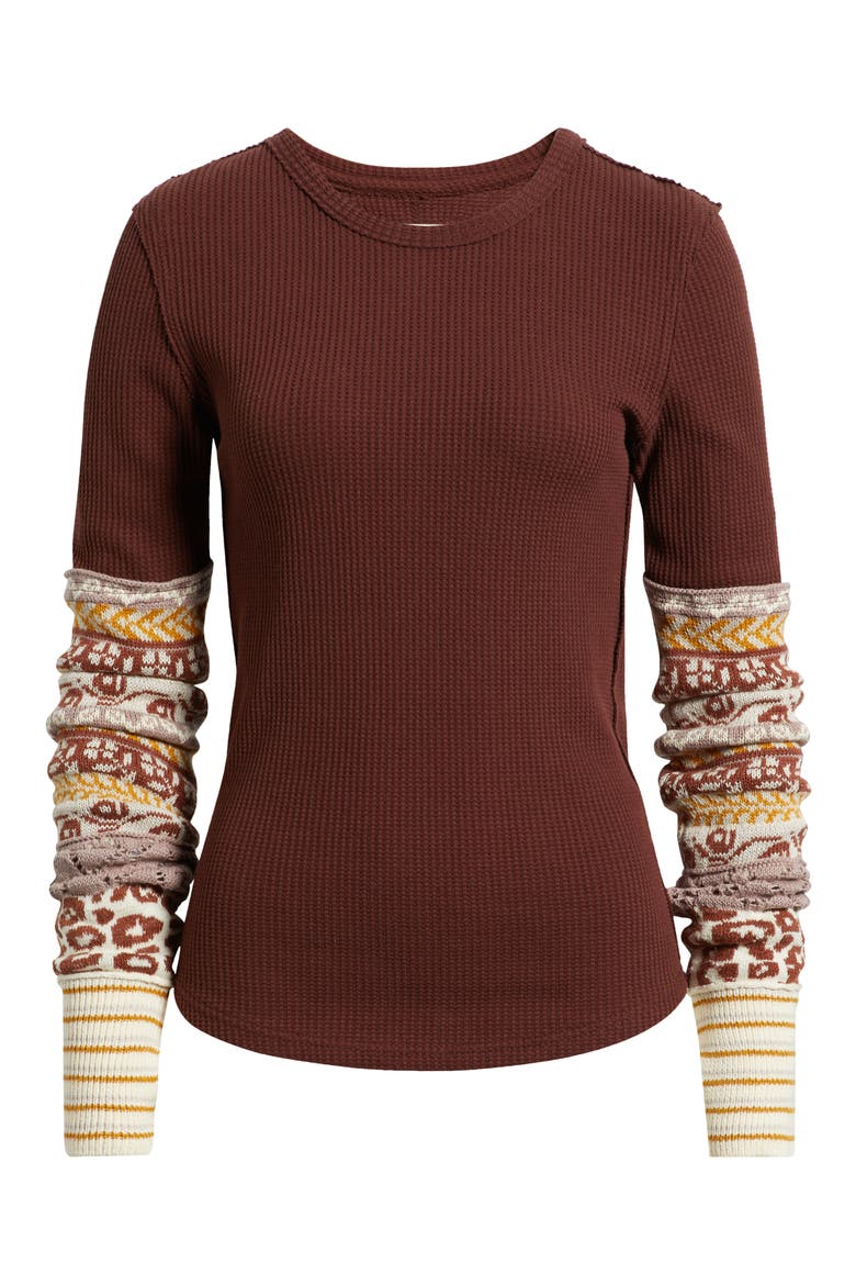 All In Cuff Knit Top, Alternate, color, CHOCOLATE COMBO