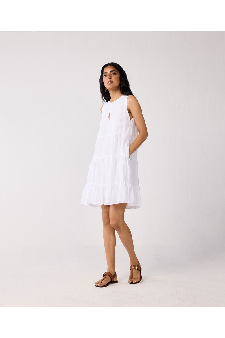 Sleeveless Tiered Day Dress, Alternate, color, White