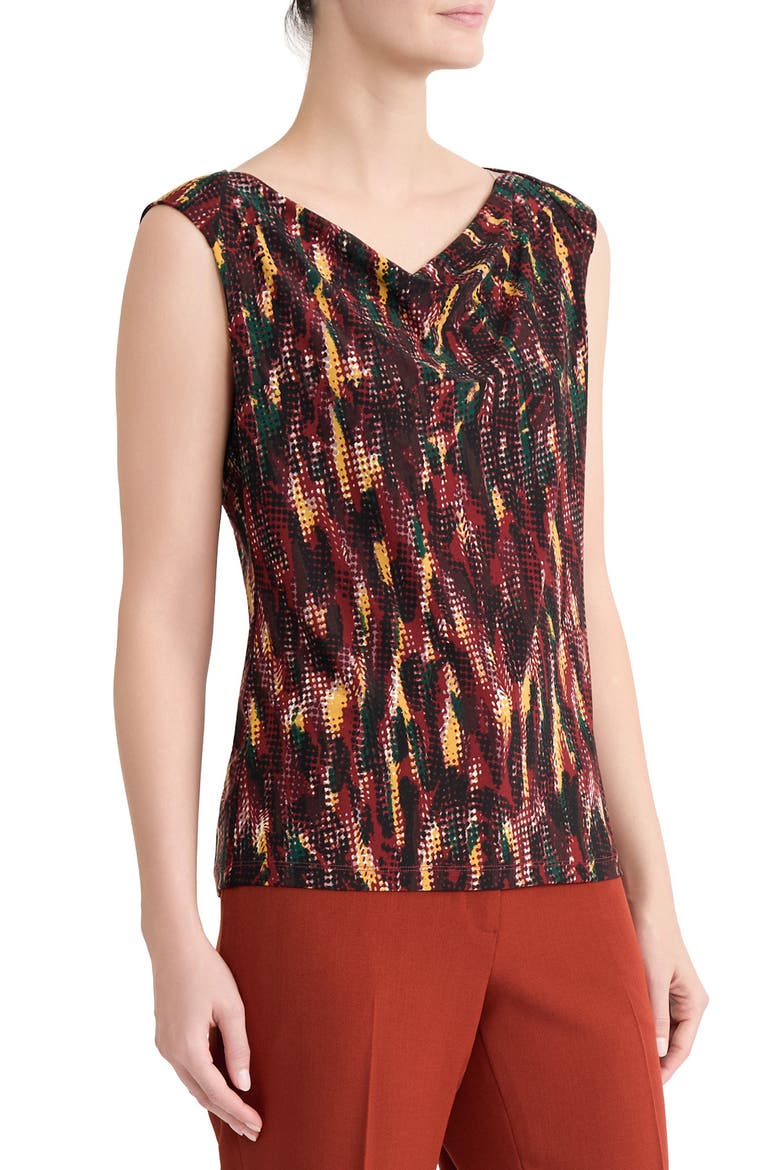 Cowl Neck Sleeveless Top, Alternate, color, SEPIA SPICE MULTI