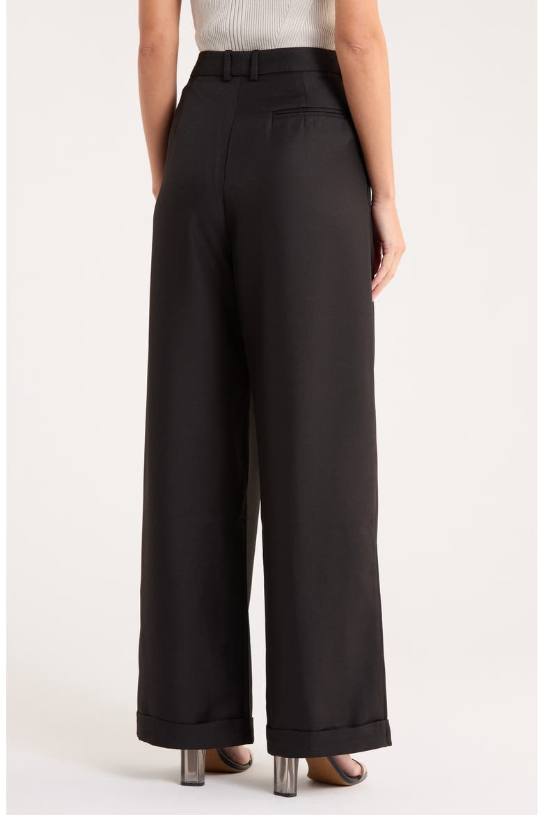 Maddox Pleated Cuff Trousers, Alternate, color, BLACK