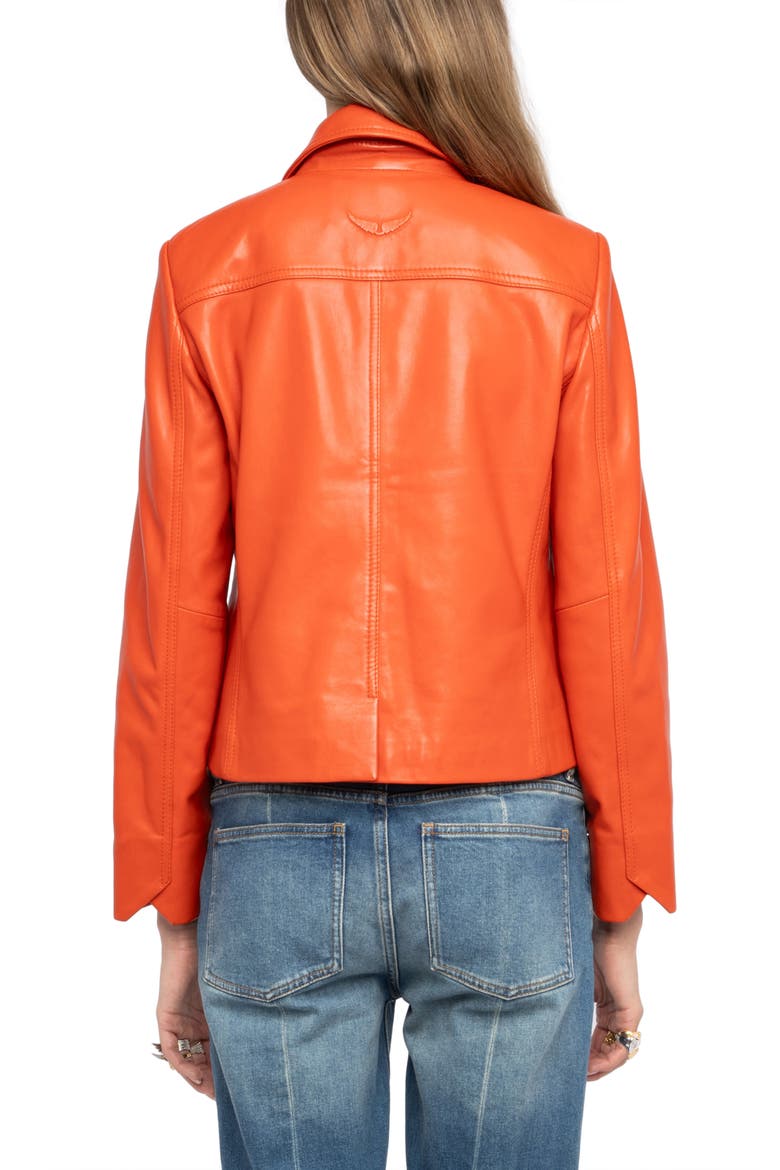 Liam Leather Jacket, Alternate, color, TANGERINE