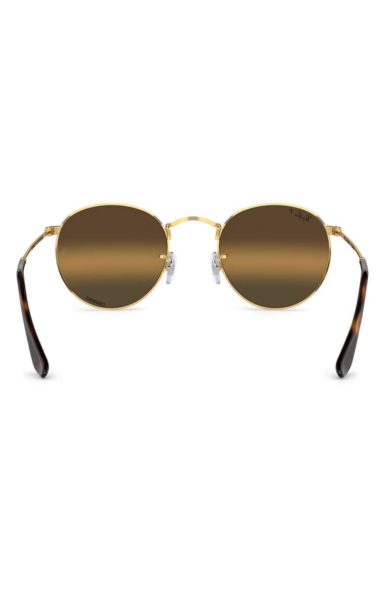 Ray-Ban 53mm Round Polarized Sunglasses, Alternate, color, Gold Flash