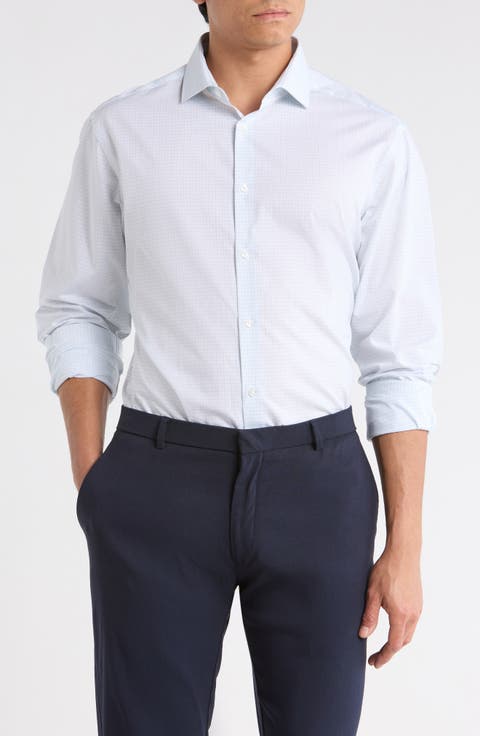 Slim Fit Check Print Dress Shirt (Regular, Big & Tall)