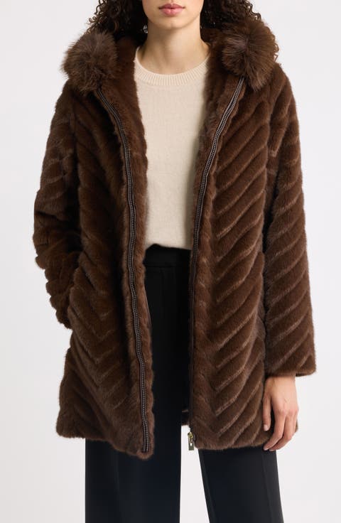 Faux Fur Hooded Coat