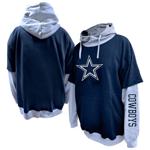 Men's Fanatics Navy/Heather Gray Dallas Cowboys Big & Tall Twofer Pullover Hoodie