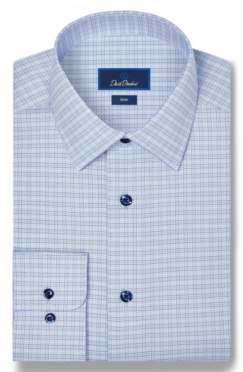 Slim Fit Stretch Twill Check Dress Shirt