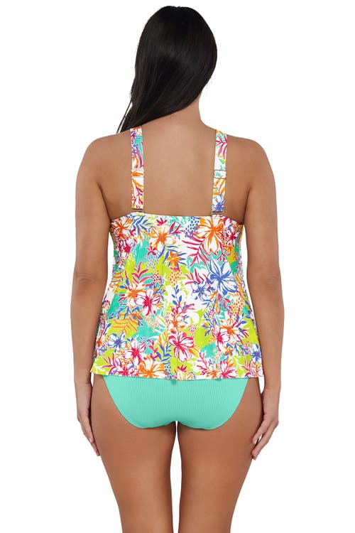 Sunsets Escape Sadie Tankini Swimsuit Top In Botanical Bliss Sandbar Rib