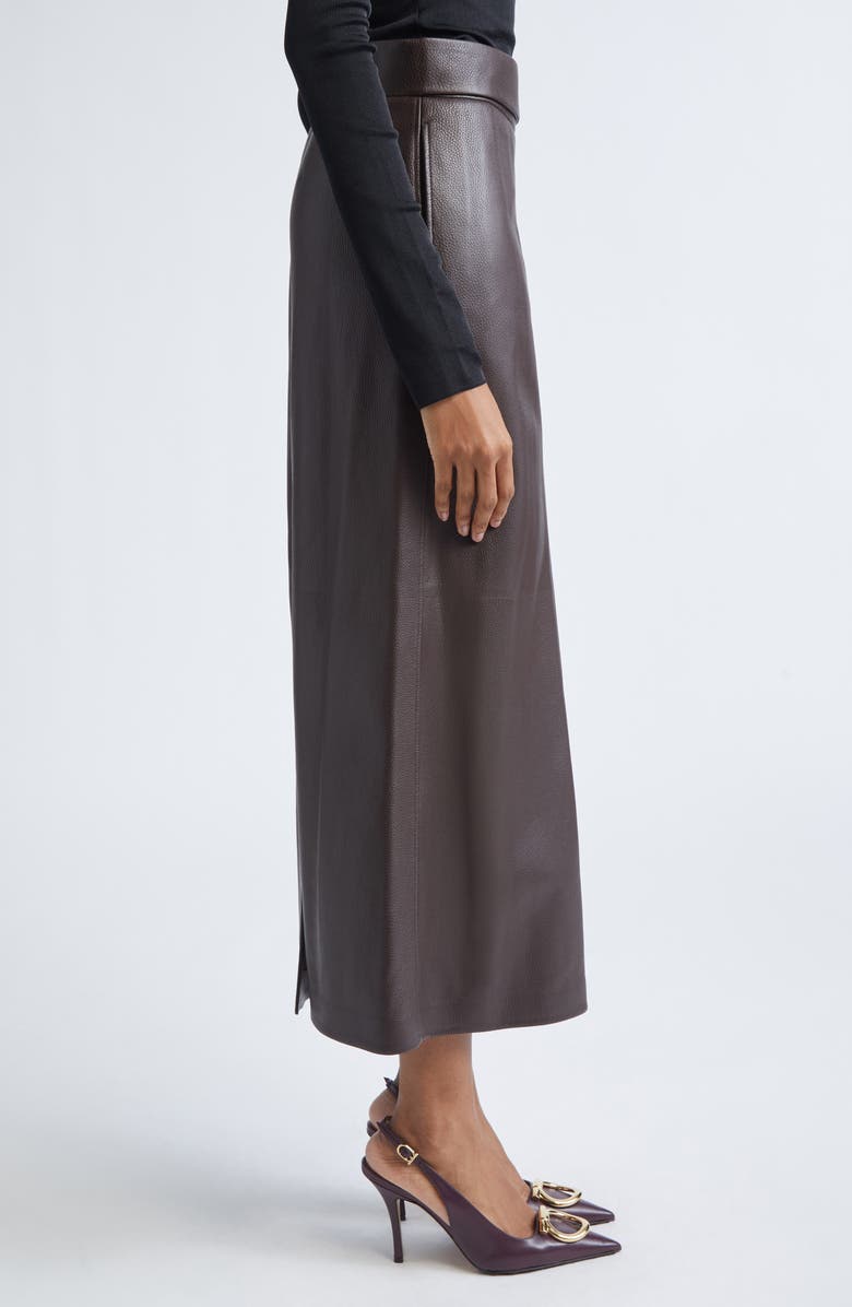 FERRAGAMO Leather Maxi Skirt, Alternate, color, Expresso