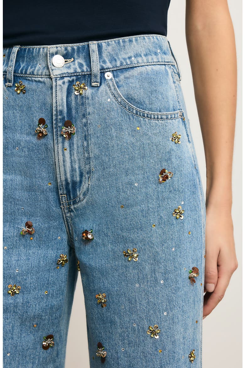 Kasey Embellished Wide Leg Jeans, Alternate, color, SILVER DUST