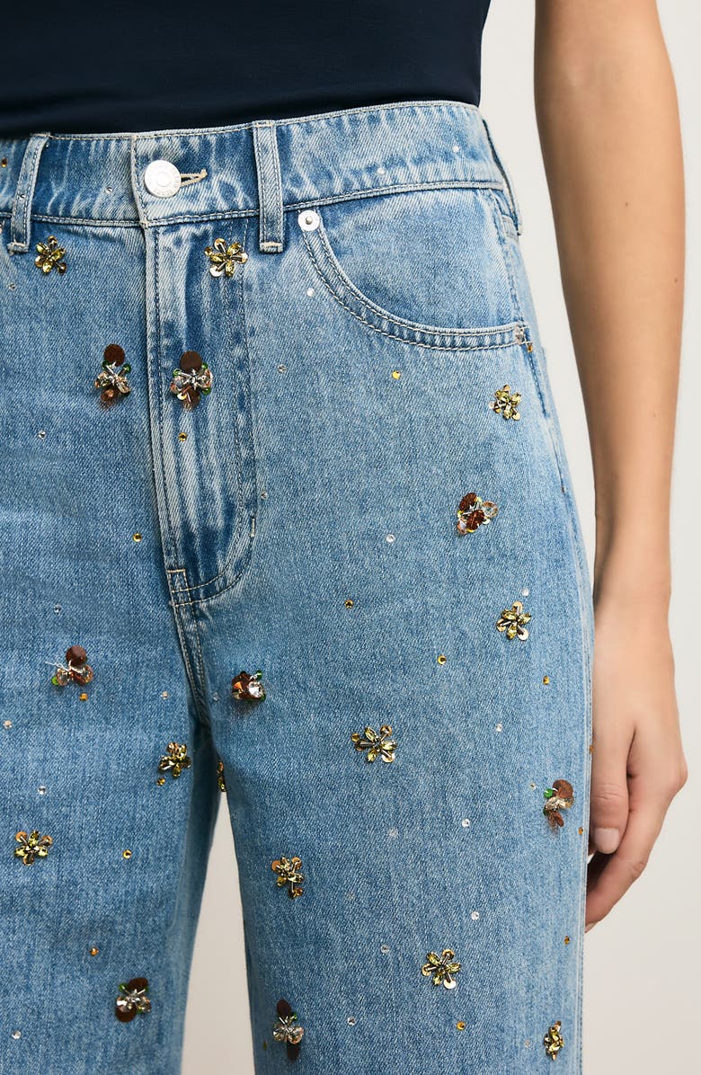 Veronica Beard Kasey Embellished Wide Leg Jeans, Alternate, color, Silver Dust