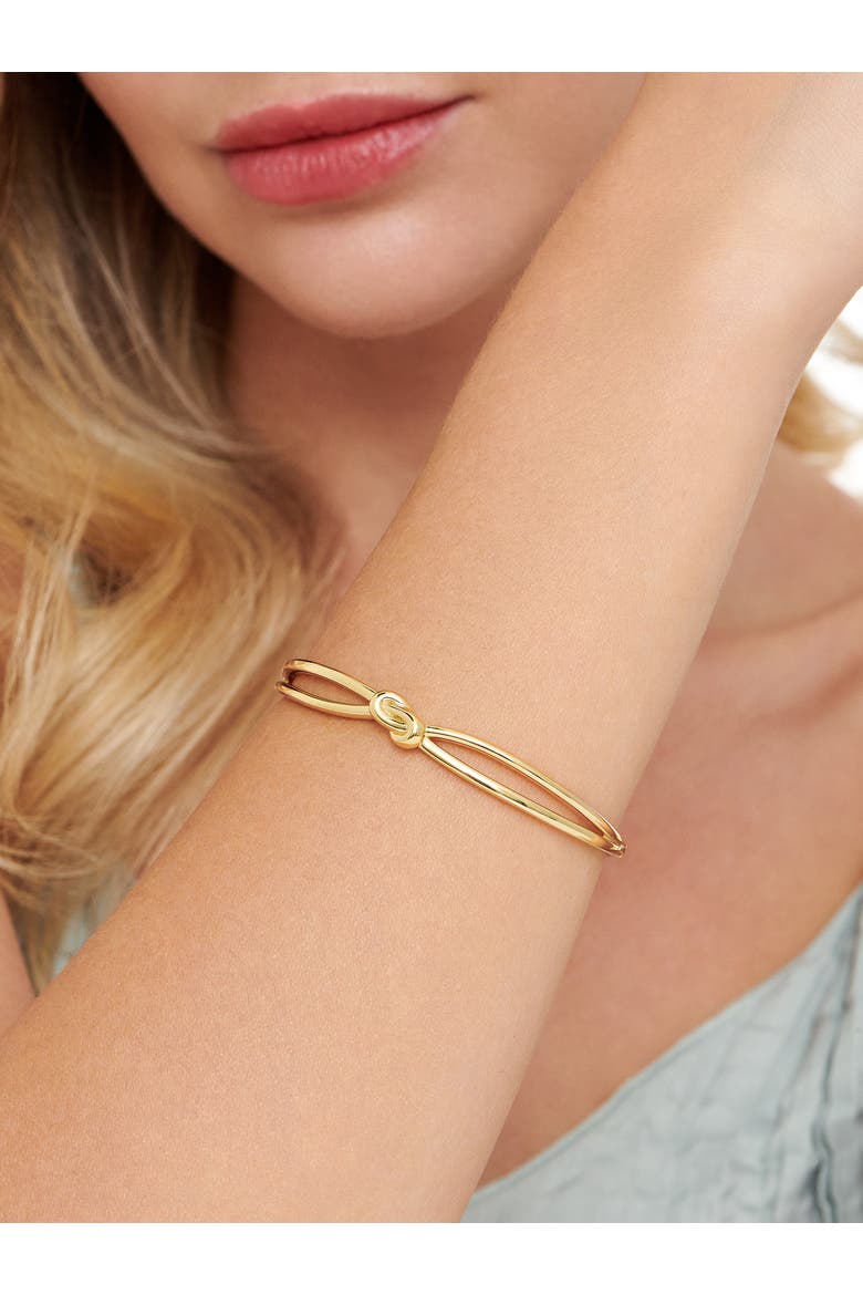 Love Knot Bangle Bracelet in Gold Plated Sterling Silver, Alternate, color, Yellow Gold