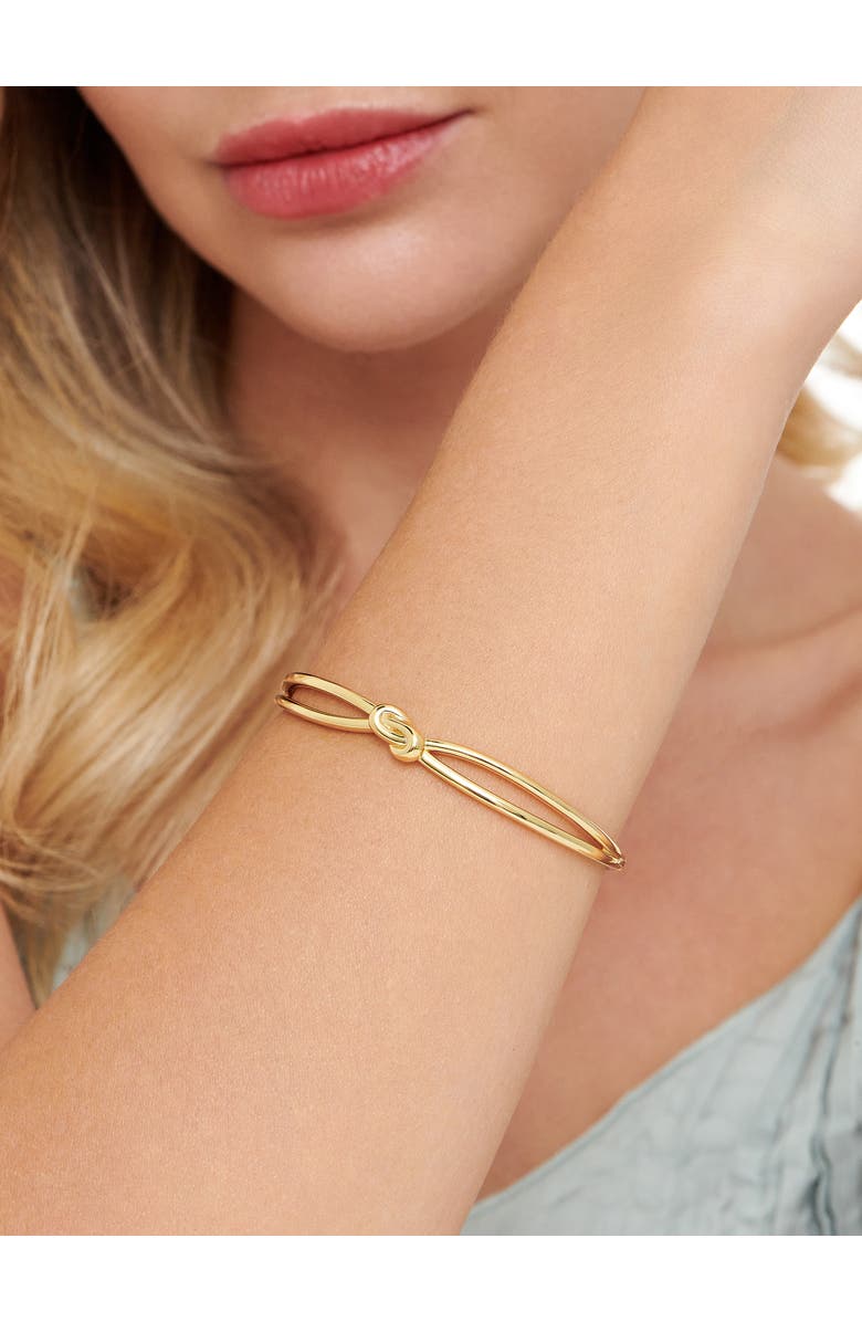 DEVATA Love Knot Bangle Bracelet in Gold Plated Sterling Silver, Alternate, color, Yellow Gold