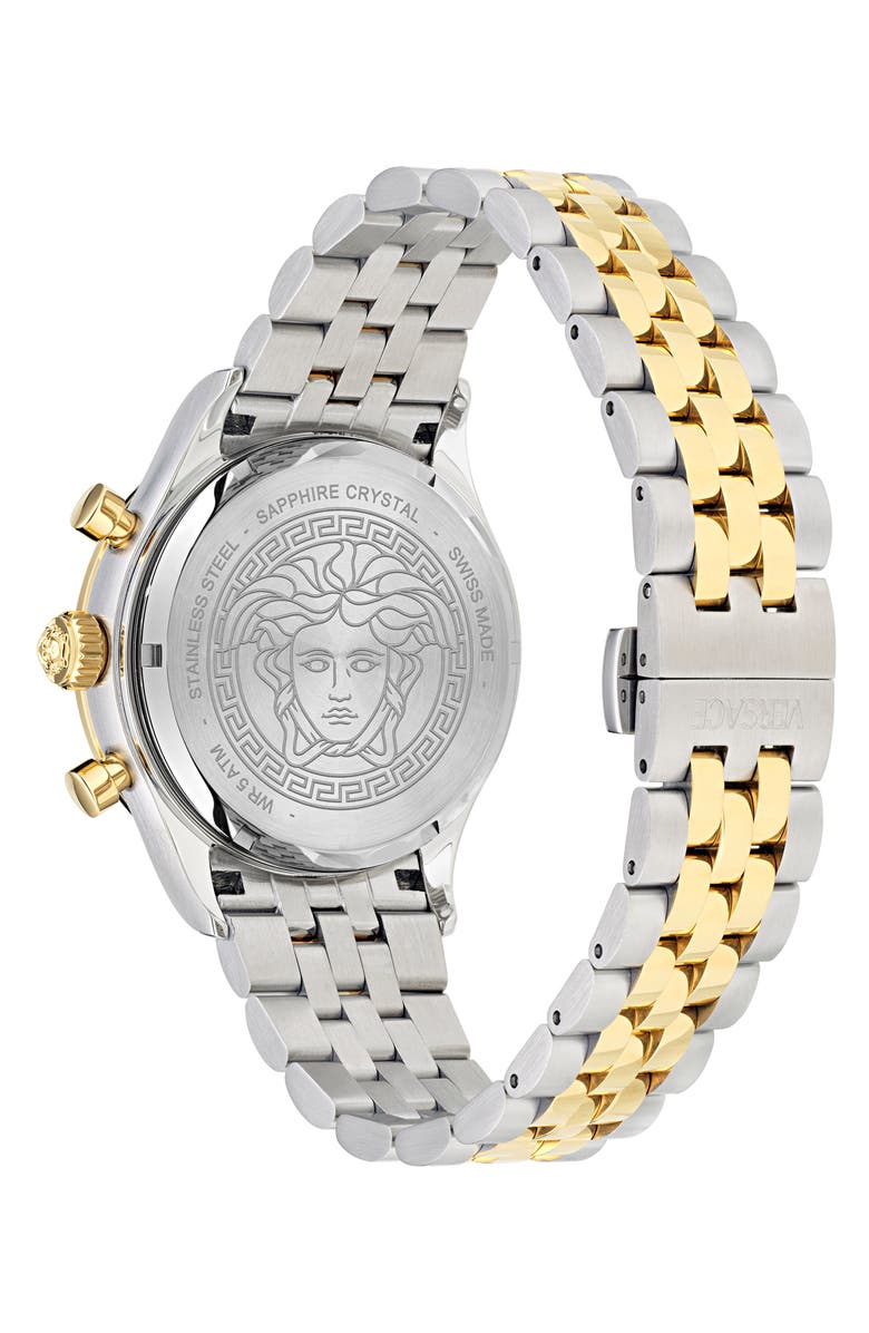 Versace Hellenyium Bracelet Strap Chronograph Watch, 40mm, Alternate, color, Two Tone