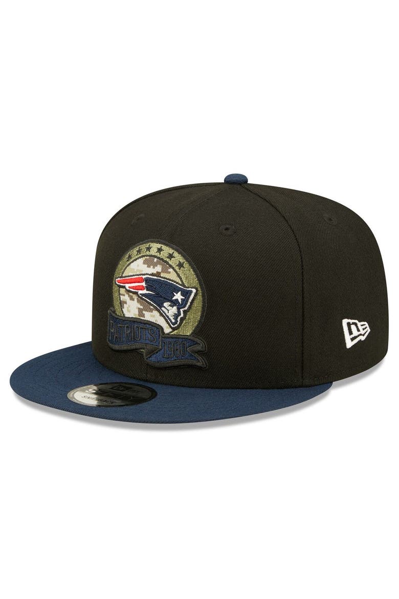 Men's New Era Black/Navy New England Patriots 2022 Salute To Service 9FIFTY Snapback Hat, Alternate, color, Black