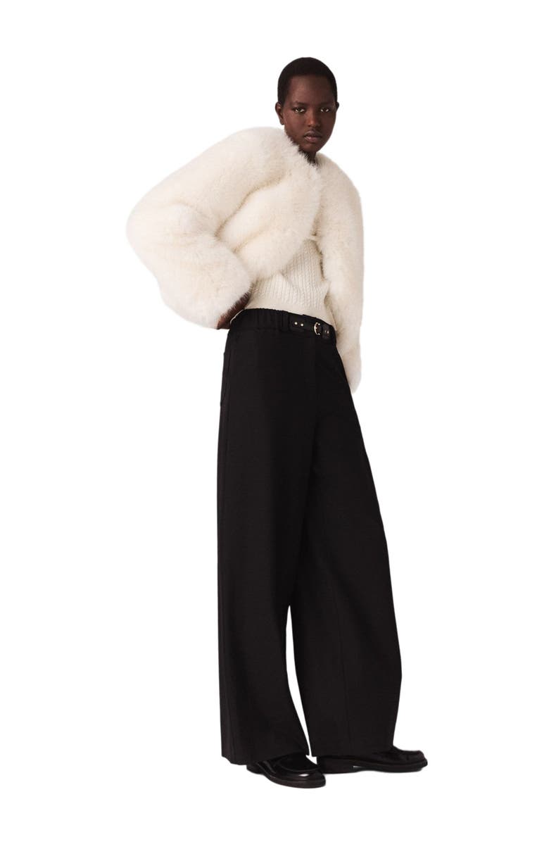 maje Wide-leg suit trousers, Alternate, color, Black