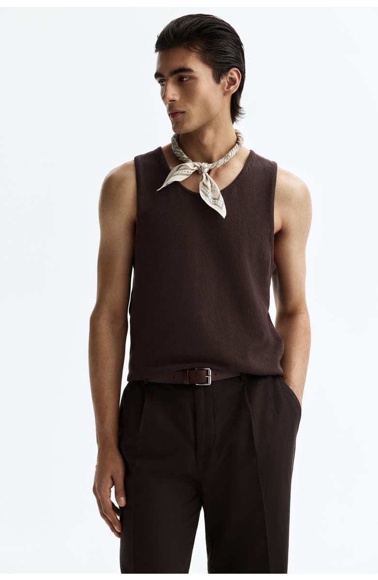 H&M Regular-fit knit tank top, Main, color, Dark Brown