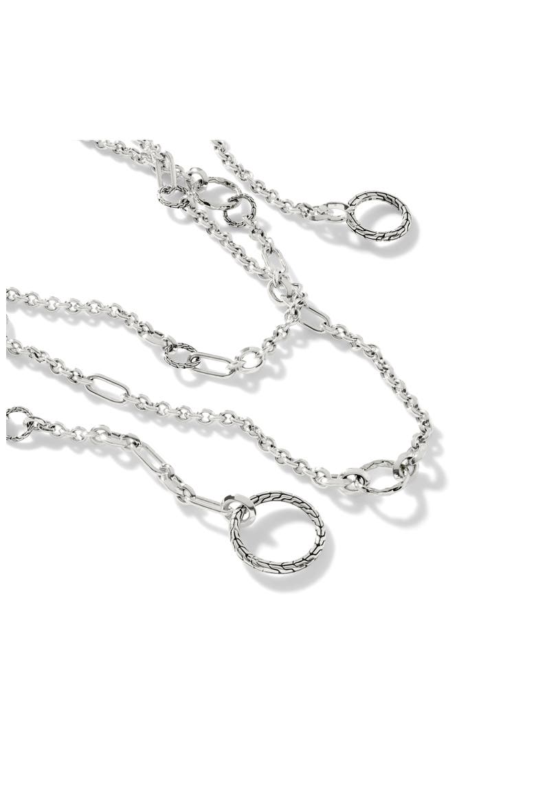 Classic Chain Hammered Silver Sautoir Necklace, Alternate, color, SILVER