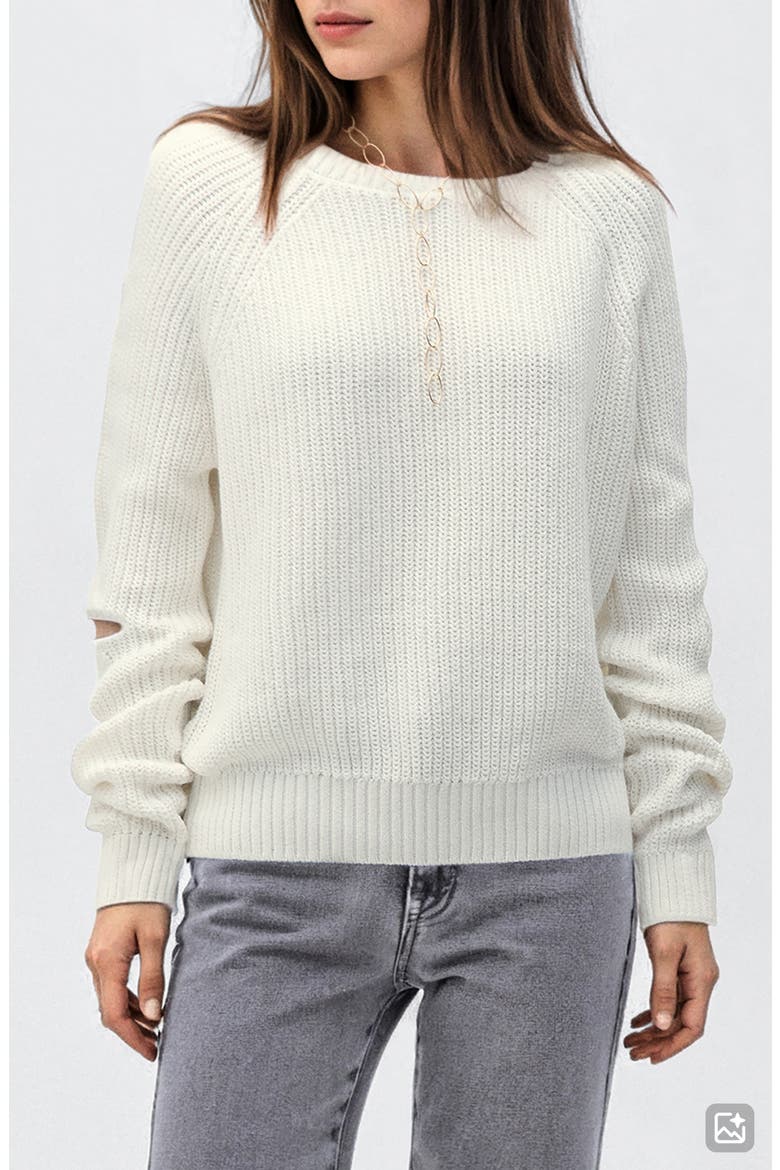 Cutout Cotton Sweater, Main, color, WHITE