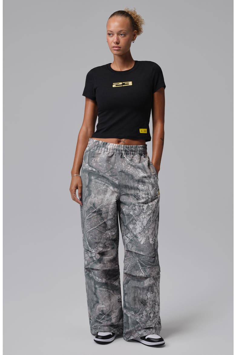 Jordan Brooklyn Realtree APX Print Wide Leg Pants, Alternate, color, WHITE/ BRIGHT CITRON