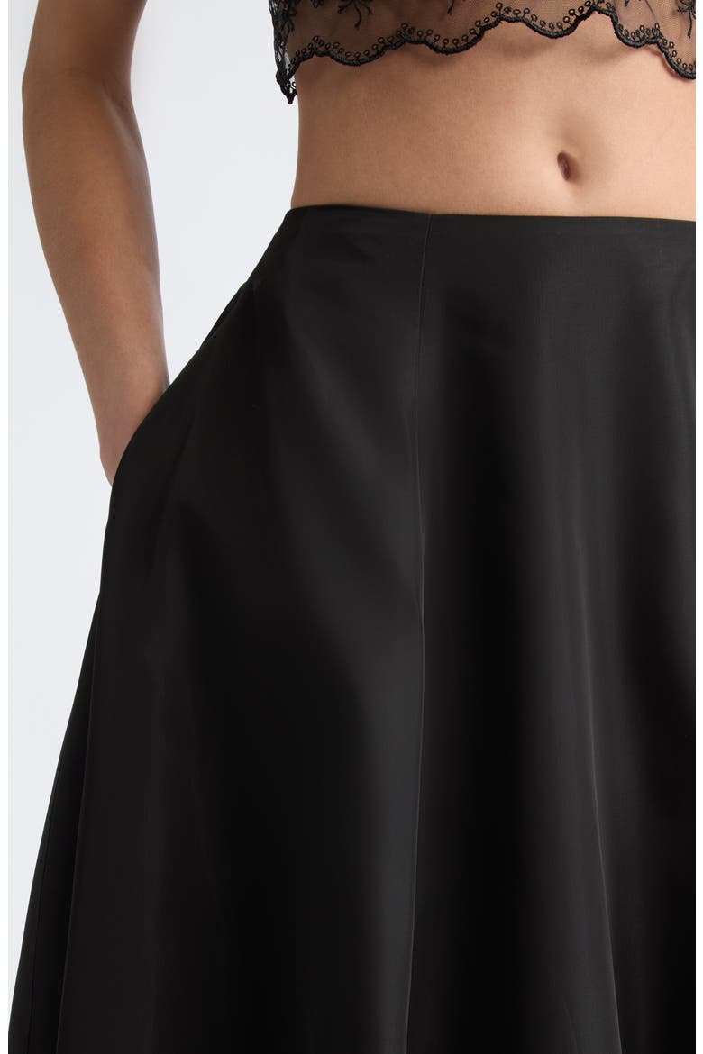 Sculpt Ripple Taffeta Midi Skirt, Alternate, color, BLACK
