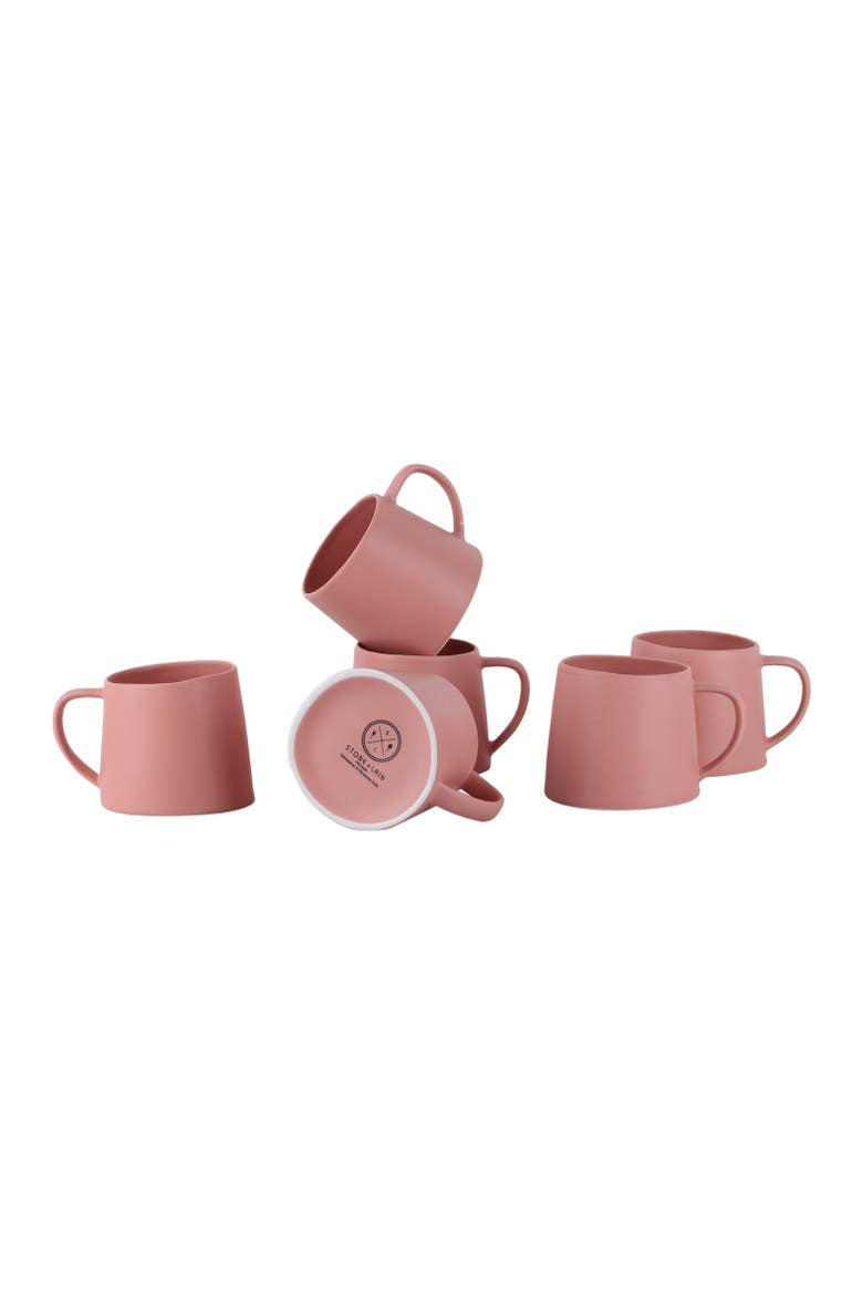 Delilah Porcelain 6-Piece Mug Set, Alternate, color, Peach