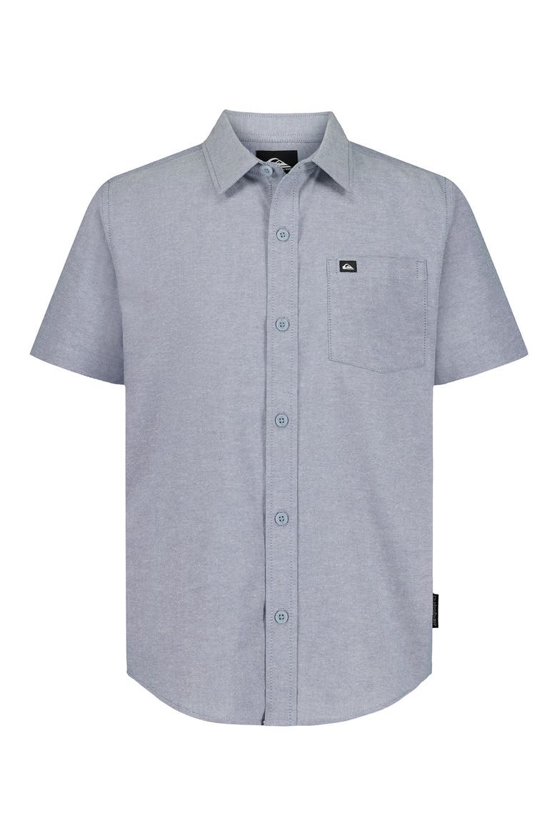 Kids' Oxford Classic Short Sleeve Cotton Button-Up Shirt, Main, color, QUIET HARBOR