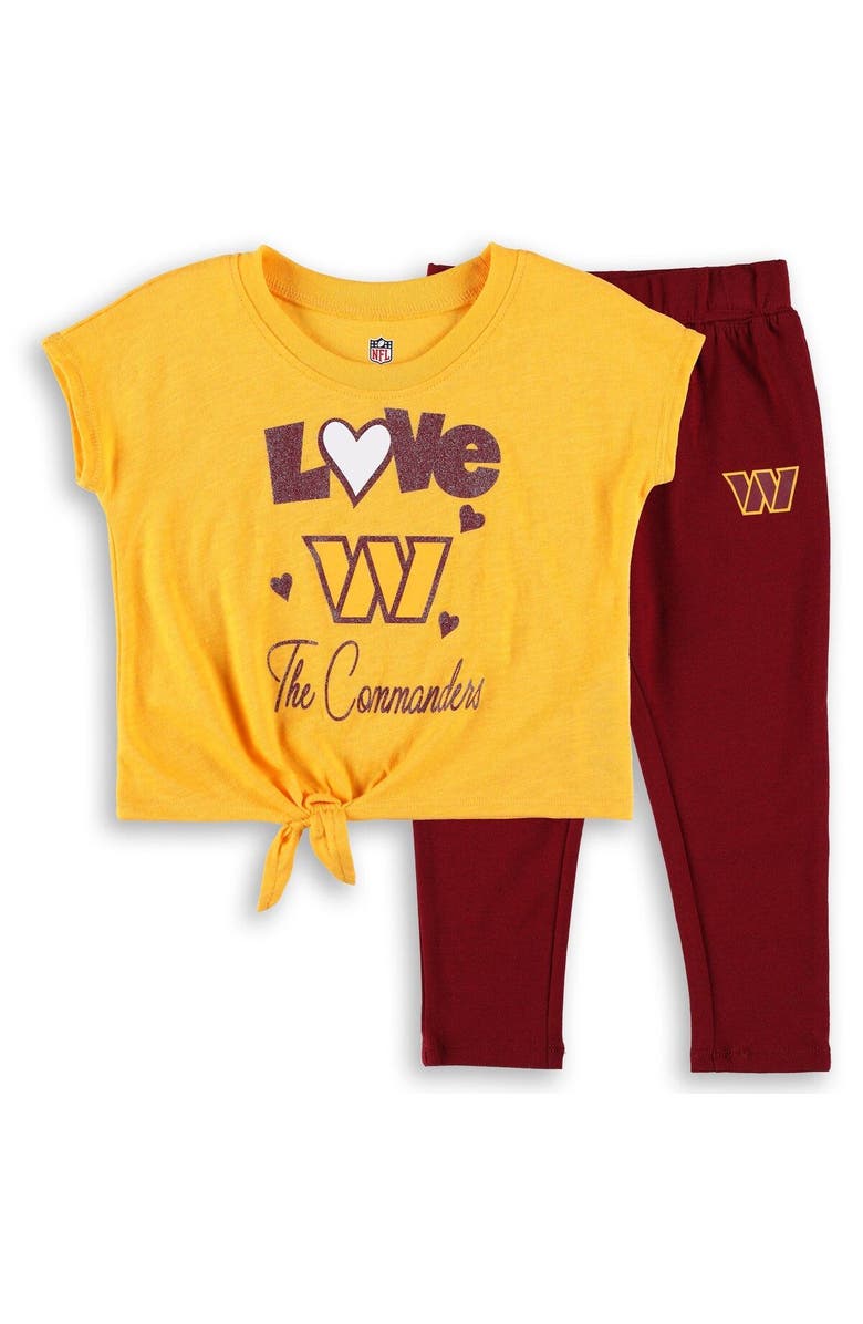 Outerstuff Toddler Gold/Burgundy Washington Commanders Forever Love T-Shirt & Leggings Set, Main, color, 