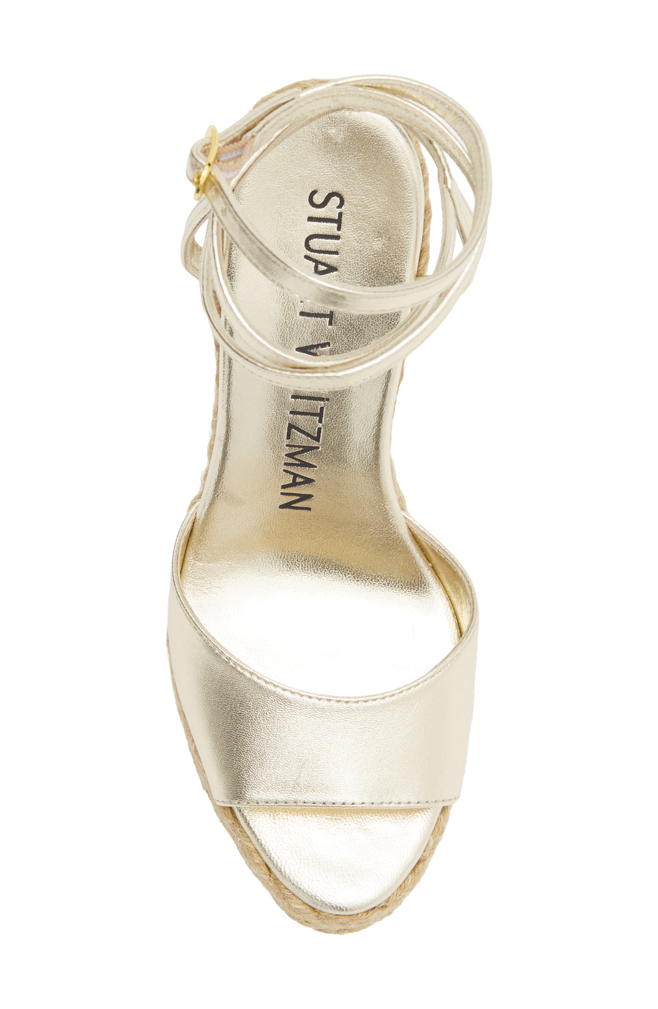 Stuart Weitzman Brylnde Espadrille Wedge Sandal, Alternate, color, Light Gold/ Natural