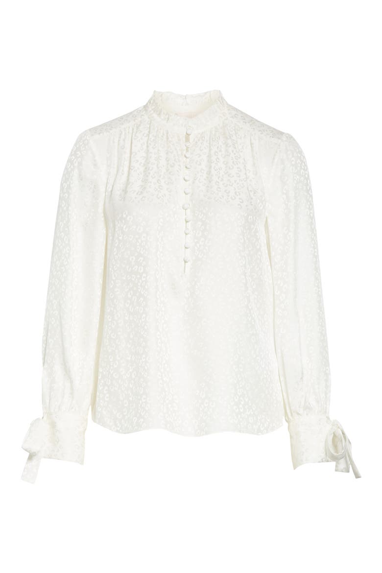 Cheetah Silk Jacquard Blouse, Alternate, color, SNOW