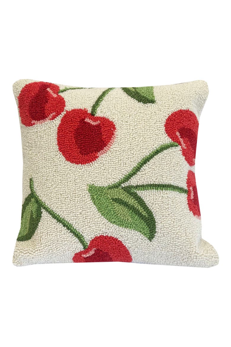 Cherry Toss Indoor/Outdoor Throw Pillow, Main, color, IVORY RED GREEN