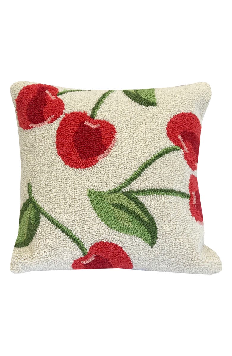 R16 HOME Cherry Toss Indoor/Outdoor Throw Pillow, Main, color, Ivory Red Green