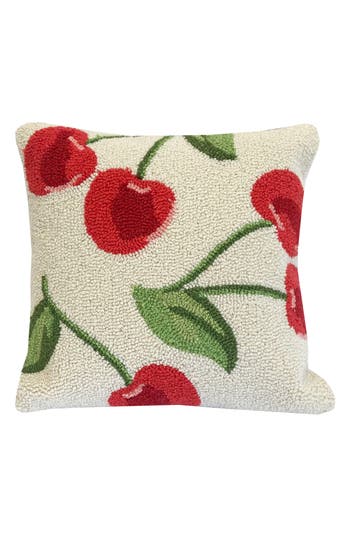 R16 Home Cherry Toss Indoor/outdoor Throw Pillow In Ivory Red Green