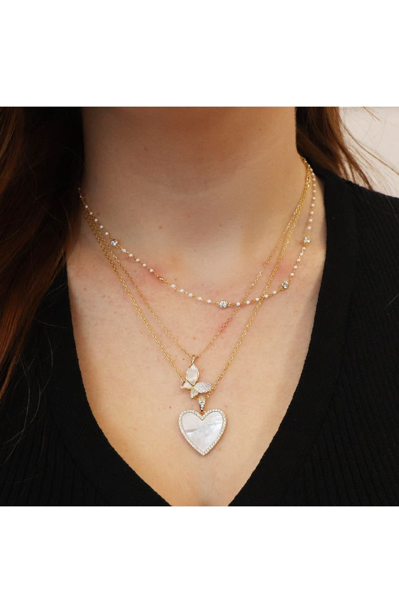 The Lovery Fine Jewelry Mother of Pearl CZ Butterfly Necklace, Alternate, color, Gold-Plated Sterling Silver