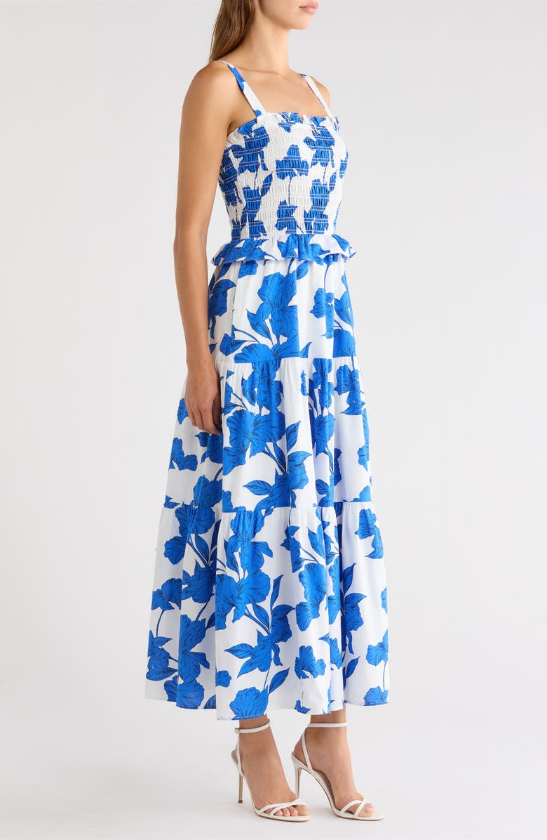 SUGARLIPS Lindsy Smocked Sleeveless Maxi Dress, Alternate, color, White-Blue-Black