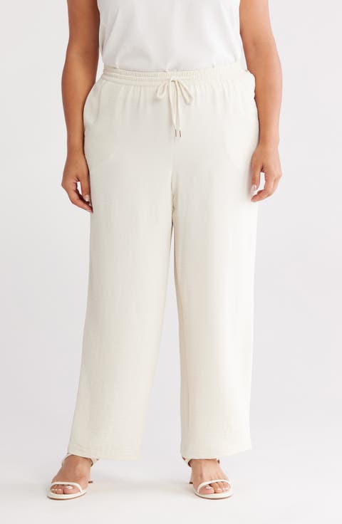 Drawstring Ankle Wide Leg Pants