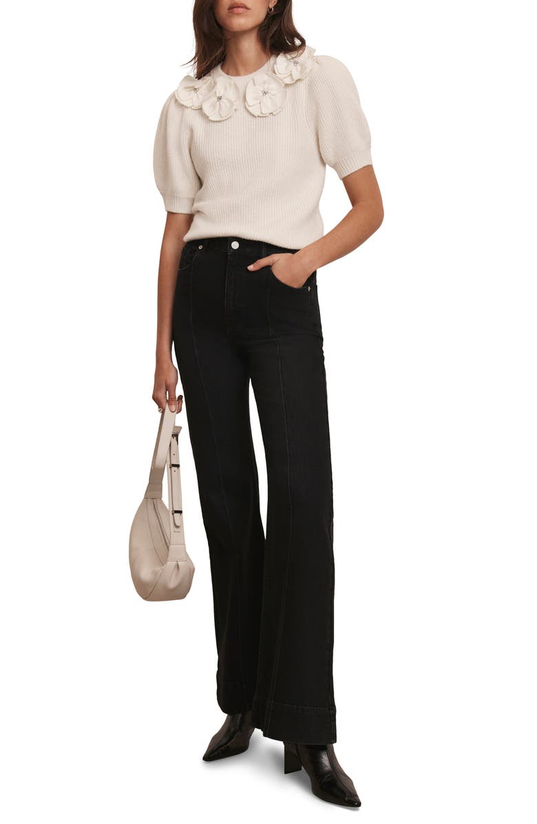 MINT VELVET Flower Knit Top, Alternate, color, Ivory