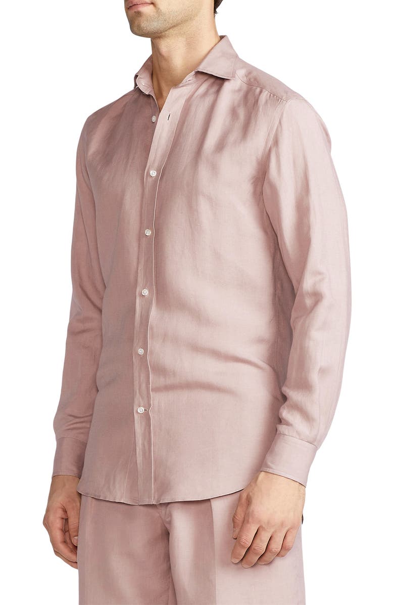 Ralph Lauren Purple Label Silk & Linen Button-Up Shirt, Alternate, color, 