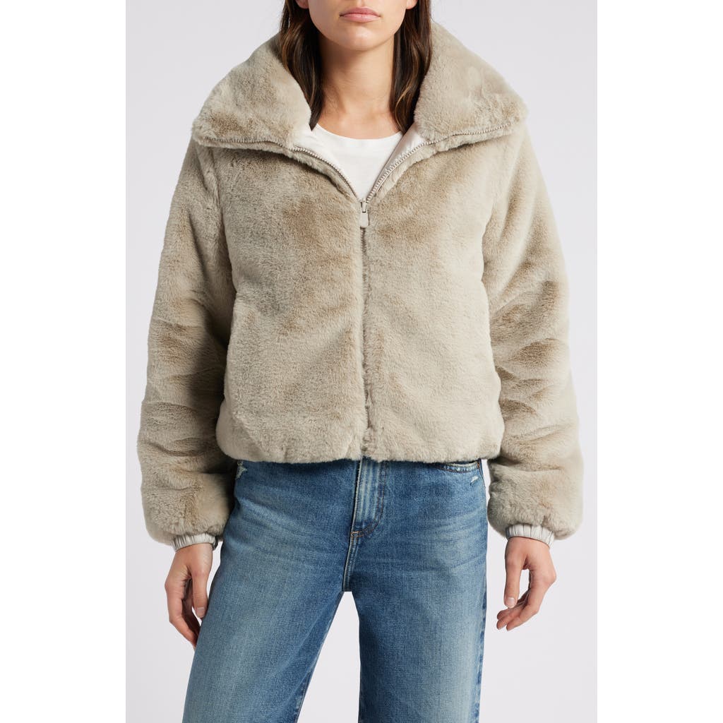 Save The Duck Short Reversible Faux Fur Jacket In Shell Beige